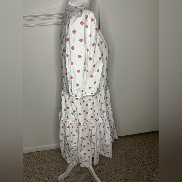 J. Crew Puff-sleeve cotton poplin wrap dress in white rose dot size M - Picture 3 of 9